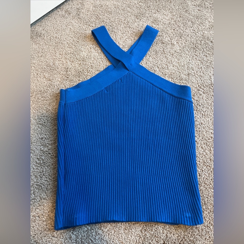 House Of Harlow 1960 Royal Blue Ribbed Knit Top Shirt Size Medium - Picture 6 of 6